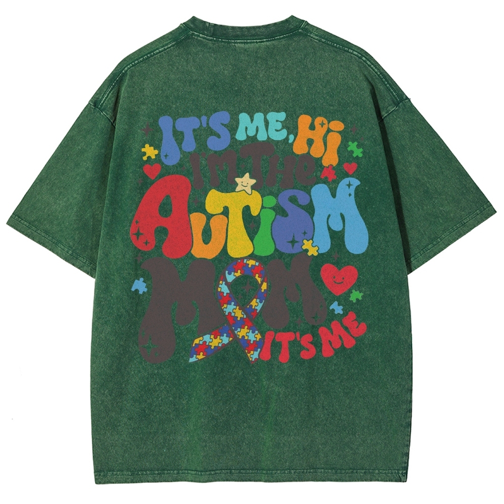 Autism Mom Unisex Fit Washed T-Shirt Customscool