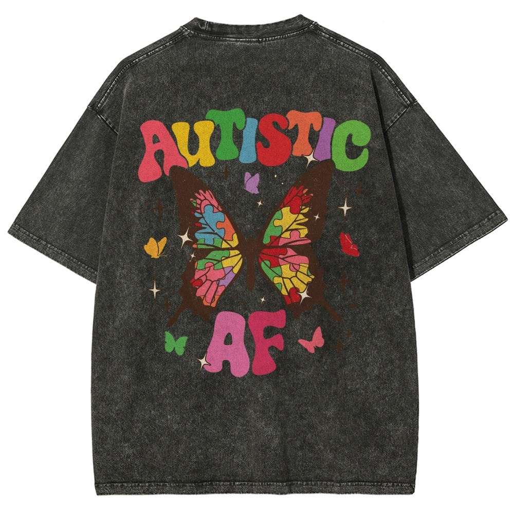 Autistic Unisex Fit Washed T-Shirt Customscool