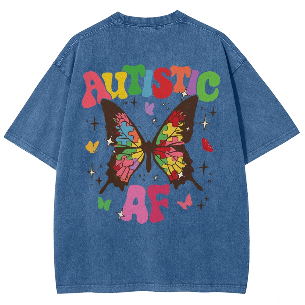 Autistic Unisex Fit Washed T-Shirt Customscool
