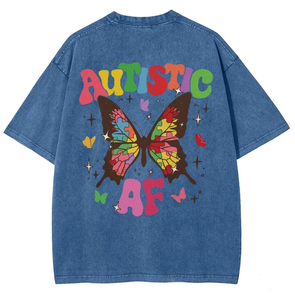 Autistic Unisex Fit Washed T-Shirt Customscool