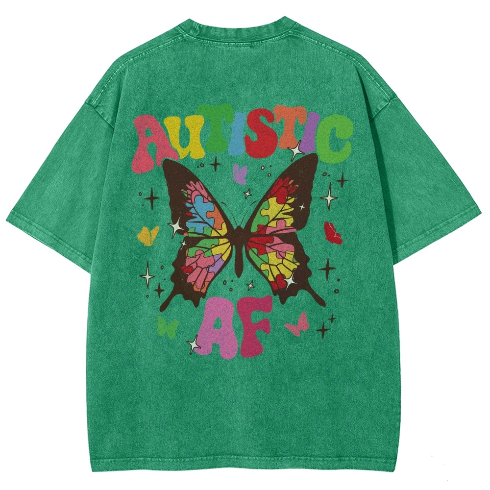 Autistic Unisex Fit Washed T-Shirt Customscool