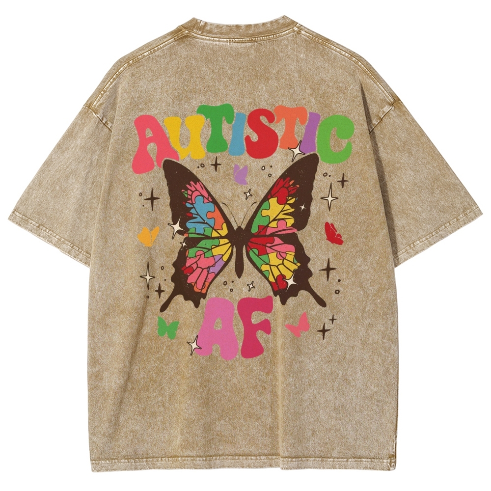 Autistic Unisex Fit Washed T-Shirt Customscool