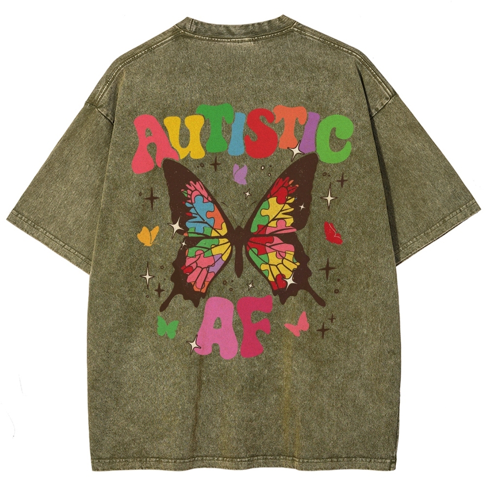 Autistic Unisex Fit Washed T-Shirt Customscool