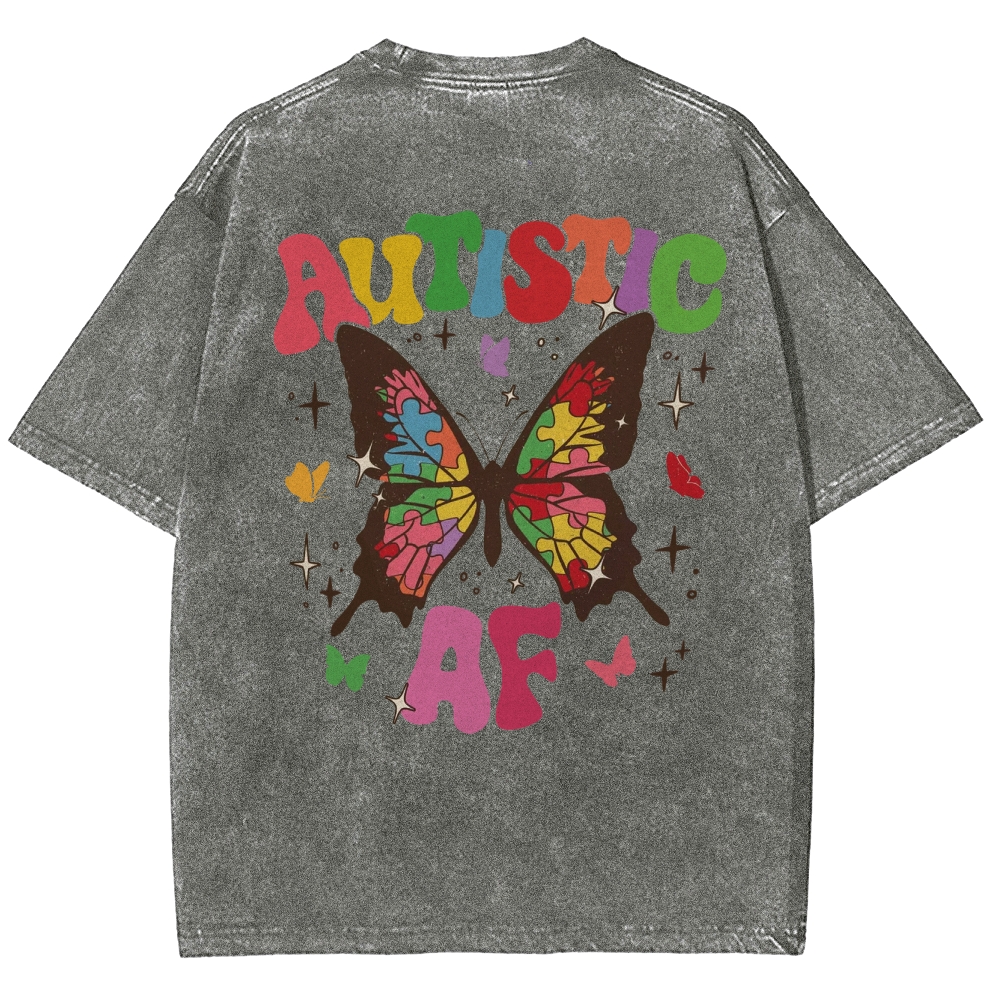 Autistic Unisex Fit Washed T-Shirt Customscool