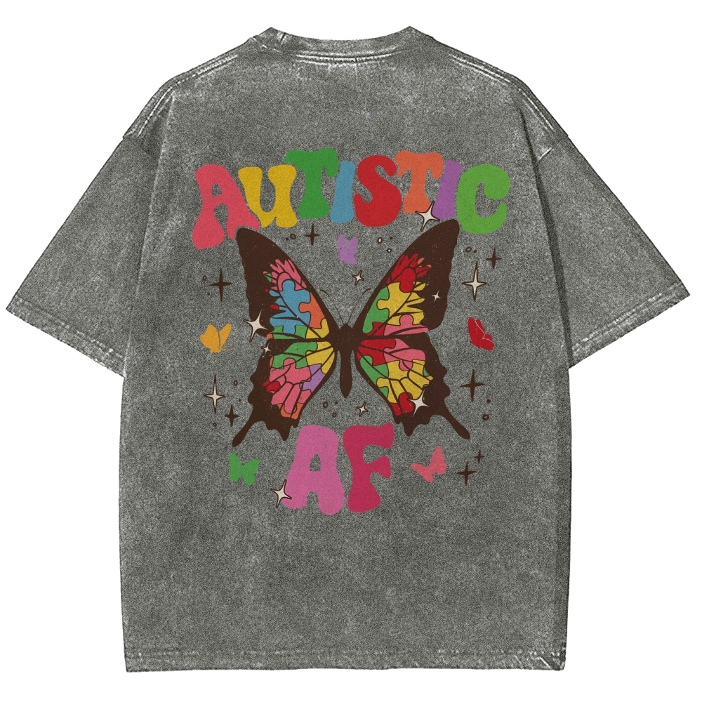 Autistic Unisex Fit Washed T-Shirt Customscool