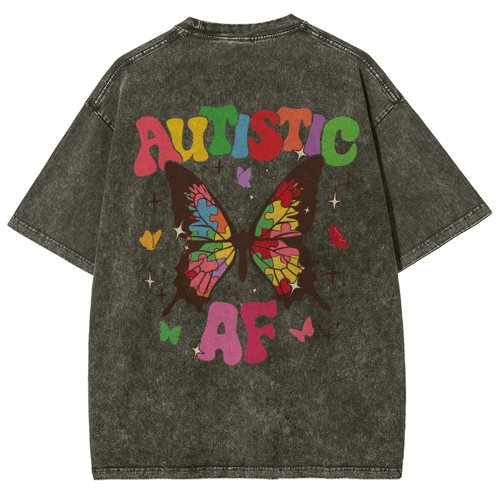 Autistic Unisex Fit Washed T-Shirt Customscool