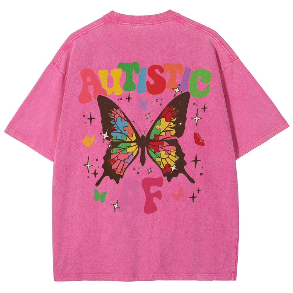 Autistic Unisex Fit Washed T-Shirt Customscool