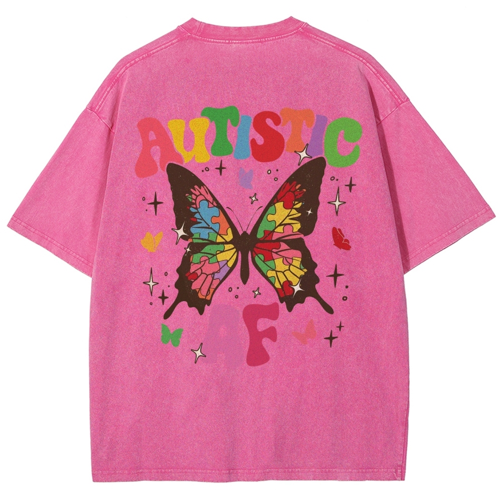 Autistic Unisex Fit Washed T-Shirt Customscool