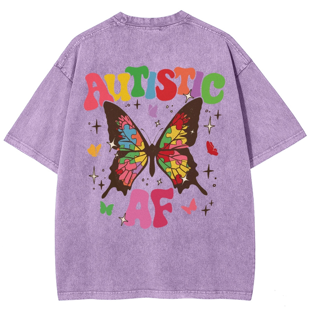 Autistic Unisex Fit Washed T-Shirt Customscool