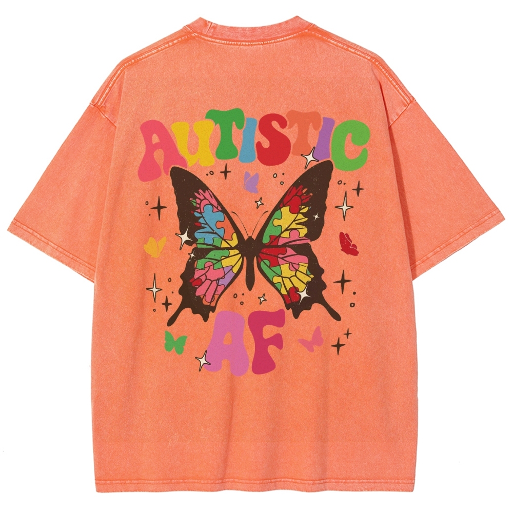 Autistic Unisex Fit Washed T-Shirt Customscool