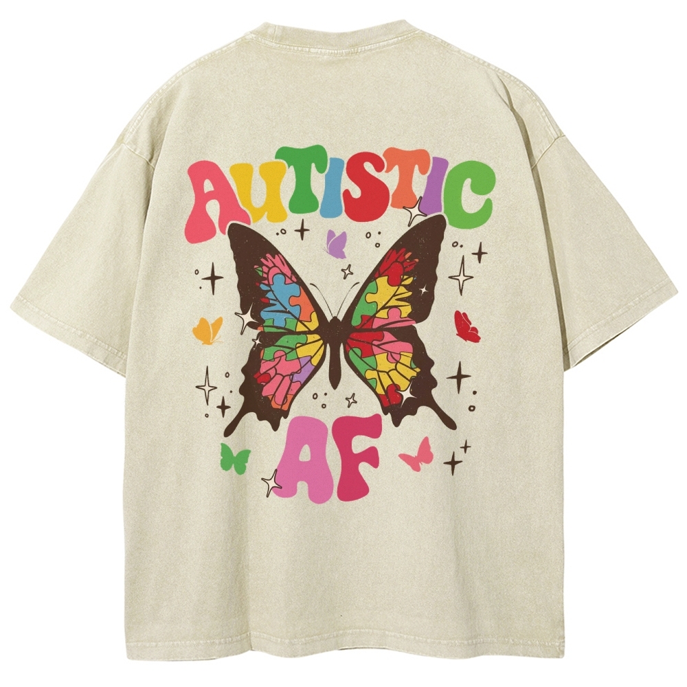 Autistic Unisex Fit Washed T-Shirt Customscool
