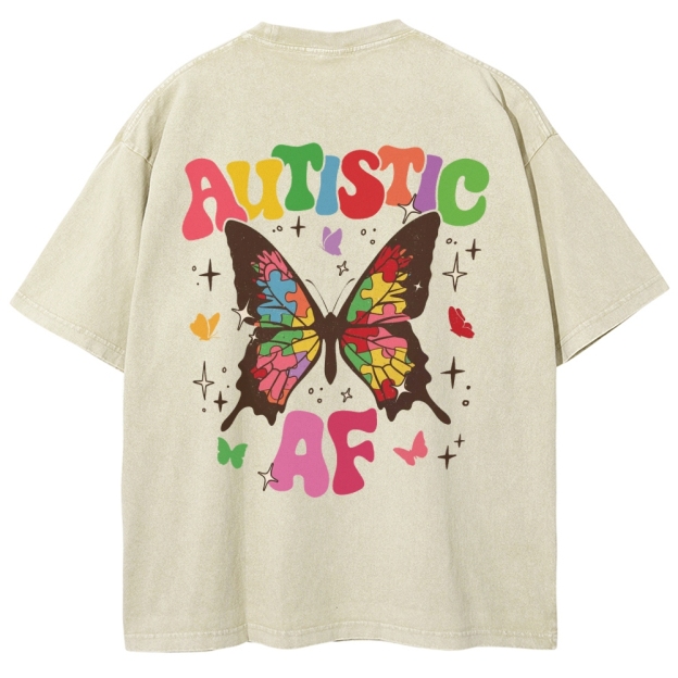 Autistic Unisex Fit Washed T-Shirt Customscool