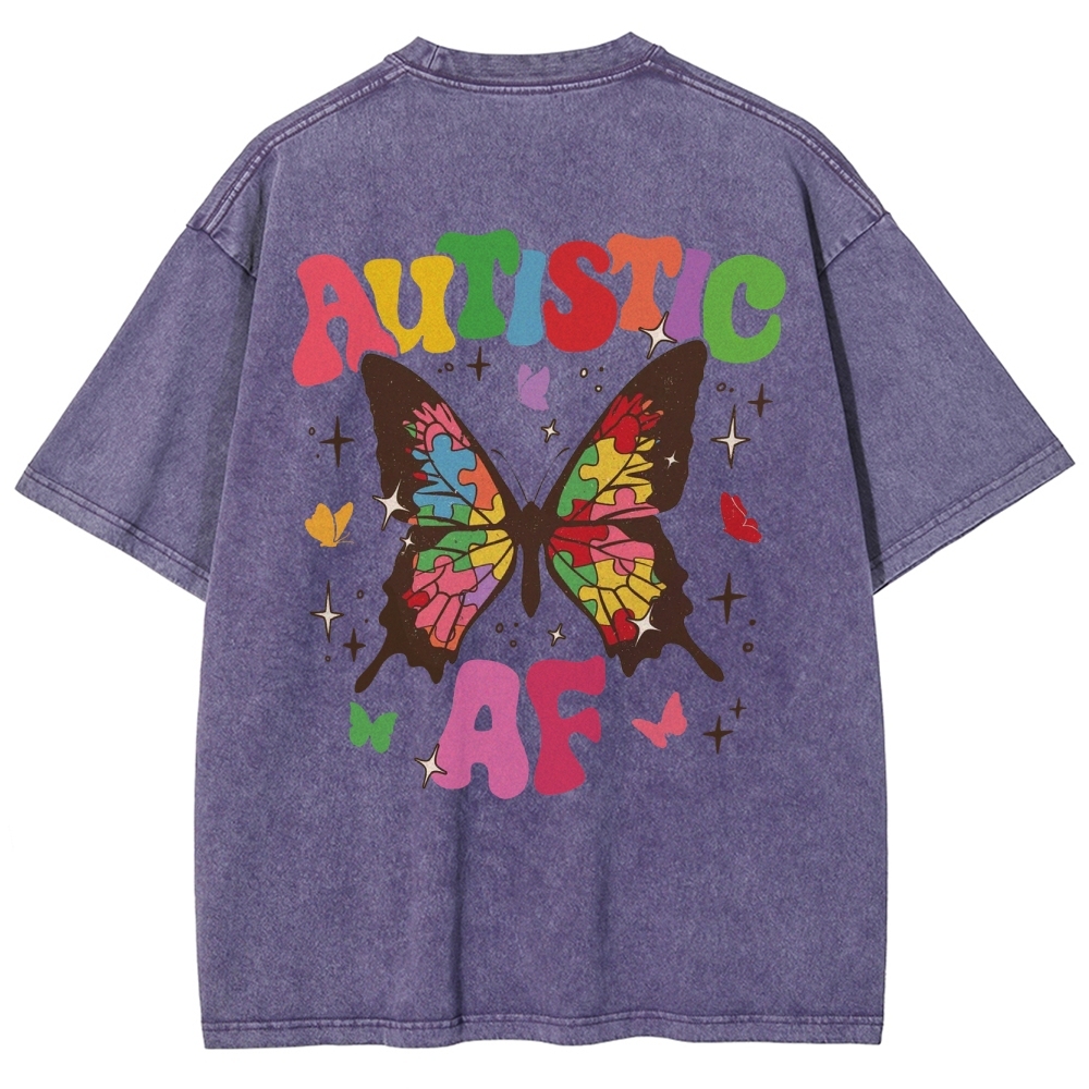 Autistic Unisex Fit Washed T-Shirt Customscool