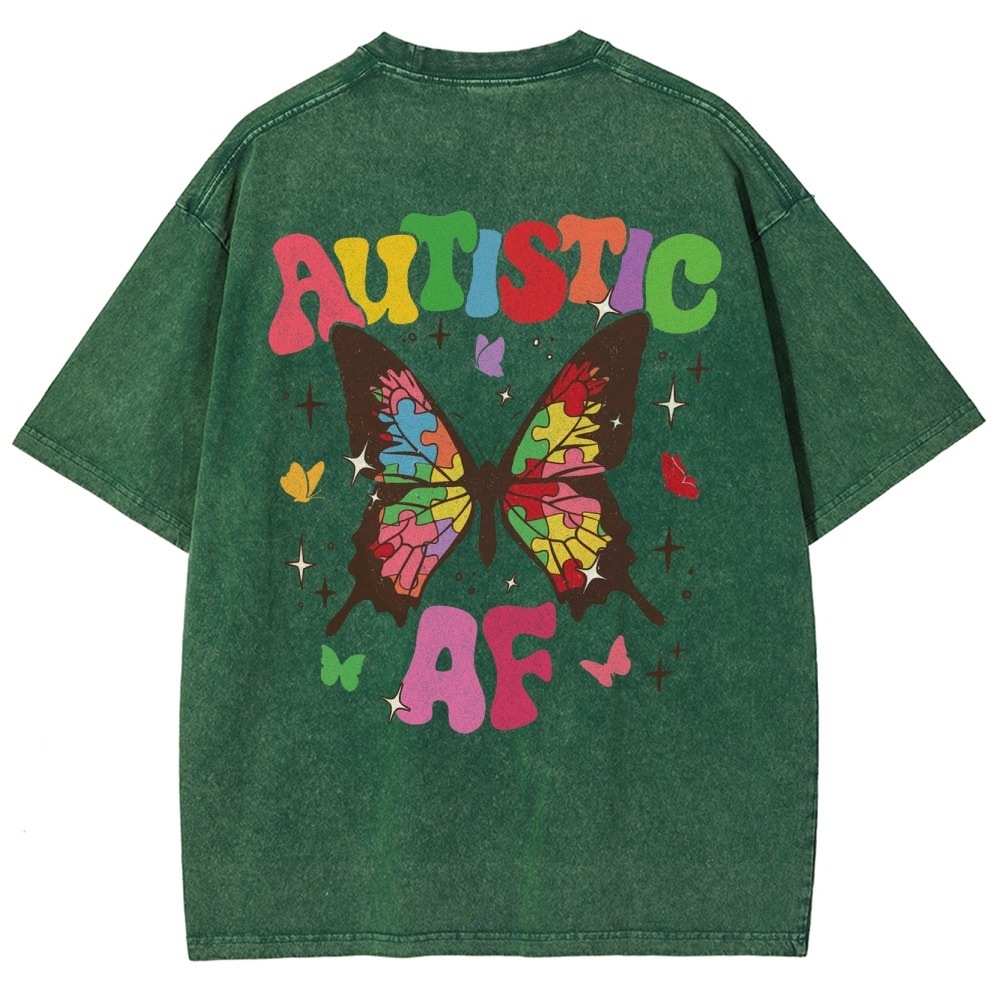 Autistic Unisex Fit Washed T-Shirt Customscool