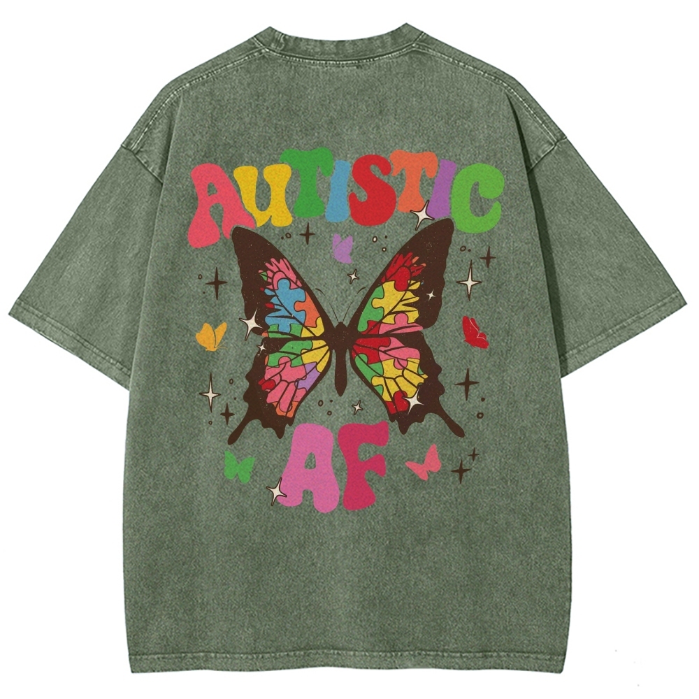 Autistic Unisex Fit Washed T-Shirt Customscool