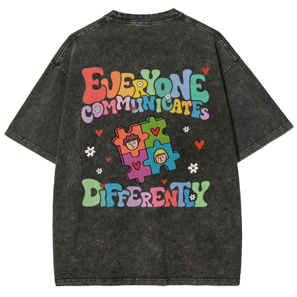 Everyone Communicate Unisex Fit Washed T-Shirt Customscool