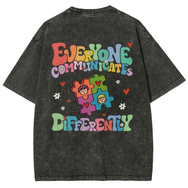 Everyone Communicate Unisex Fit Washed T-Shirt Customscool