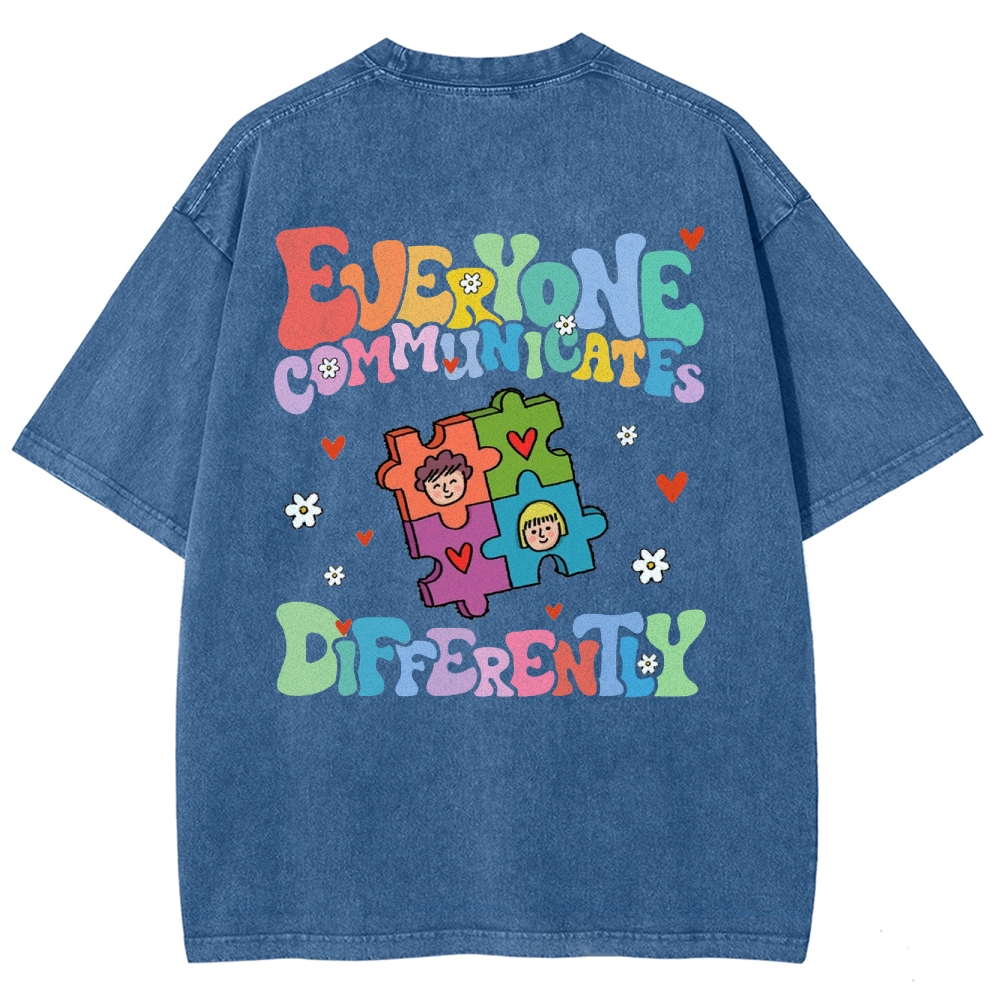 Everyone Communicate Unisex Fit Washed T-Shirt Customscool
