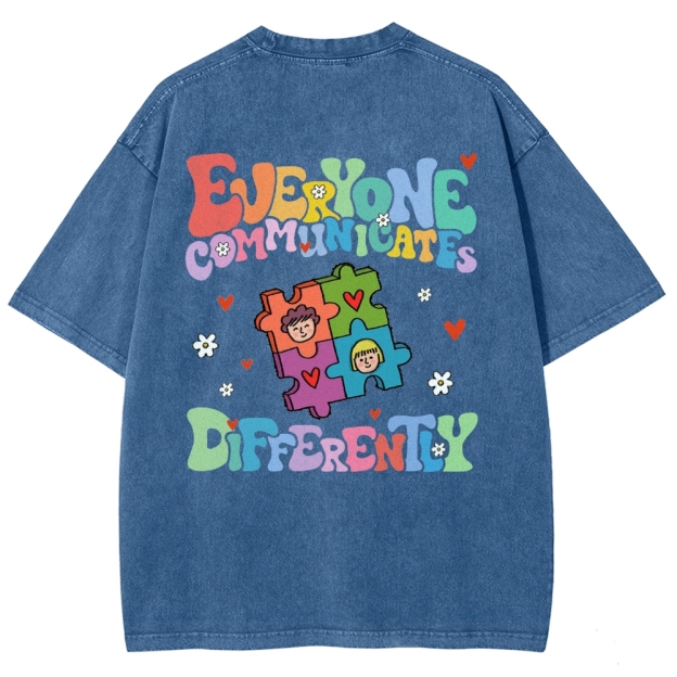 Everyone Communicate Unisex Fit Washed T-Shirt Customscool
