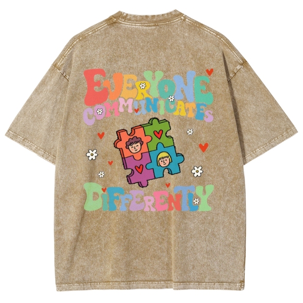 Everyone Communicate Unisex Fit Washed T-Shirt Customscool