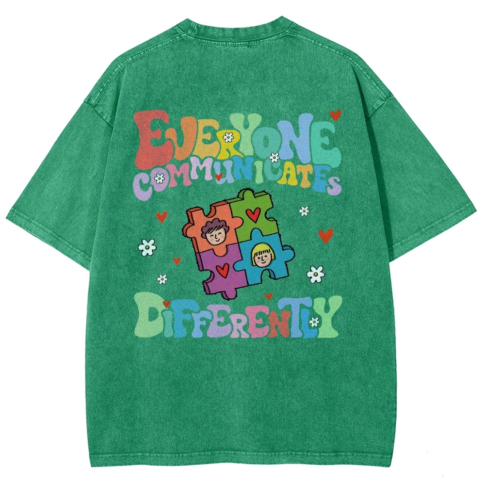 Everyone Communicate Unisex Fit Washed T-Shirt Customscool