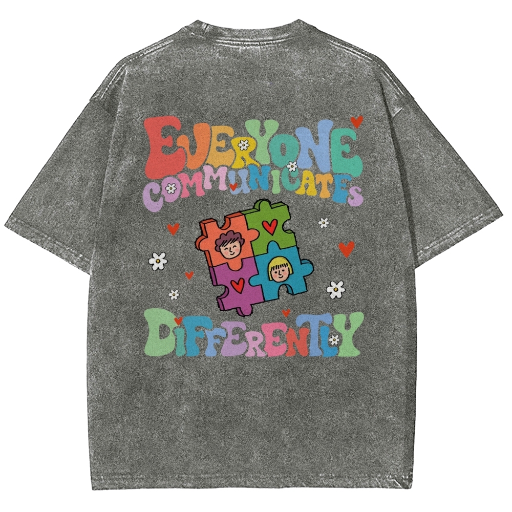 Everyone Communicate Unisex Fit Washed T-Shirt Customscool