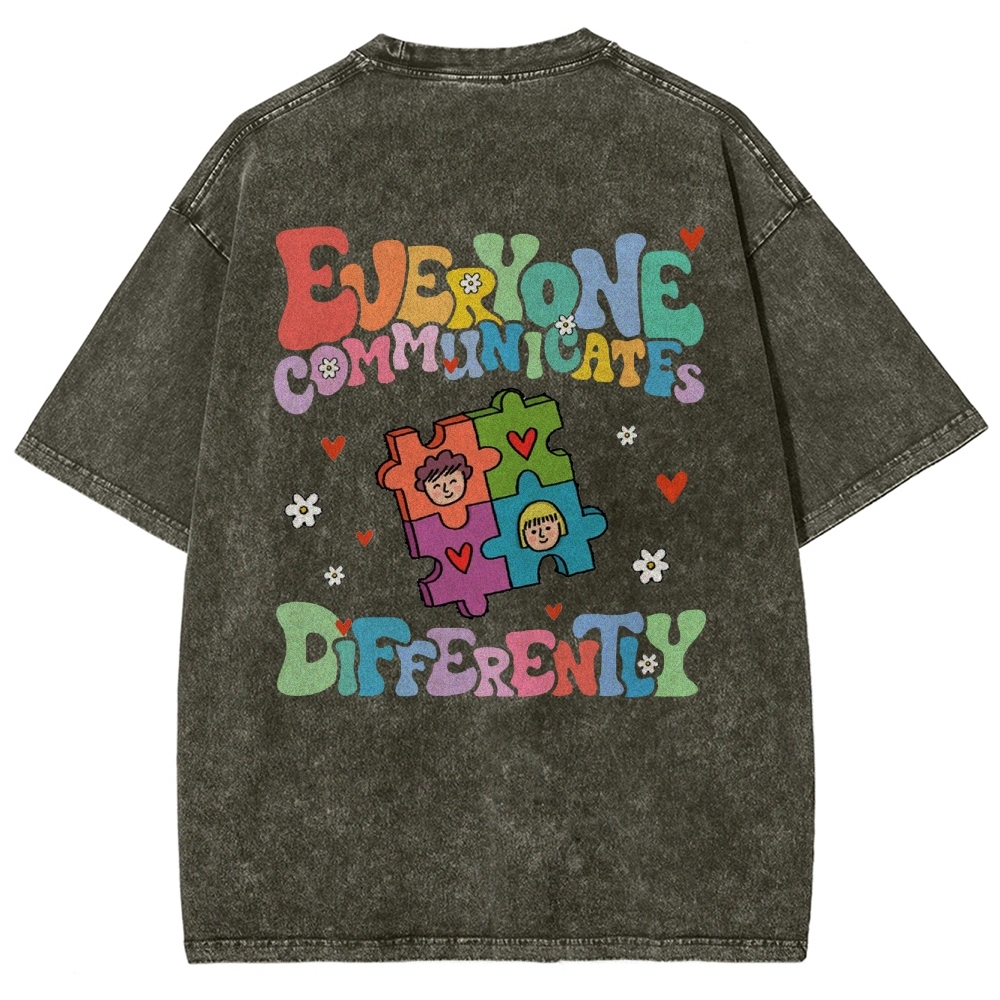 Everyone Communicate Unisex Fit Washed T-Shirt Customscool