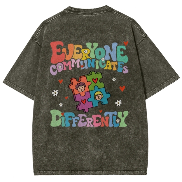Everyone Communicate Unisex Fit Washed T-Shirt Customscool