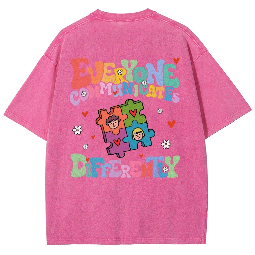 Everyone Communicate Unisex Fit Washed T-Shirt Customscool