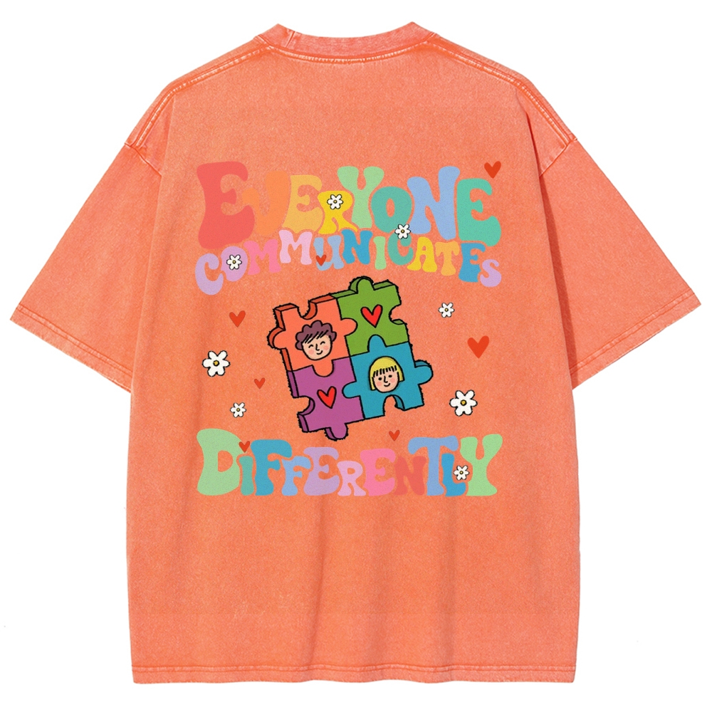 Everyone Communicate Unisex Fit Washed T-Shirt Customscool