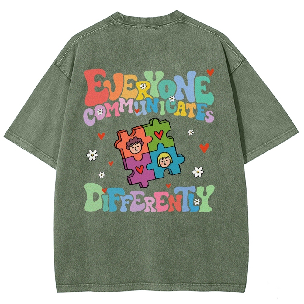 Everyone Communicate Unisex Fit Washed T-Shirt Customscool
