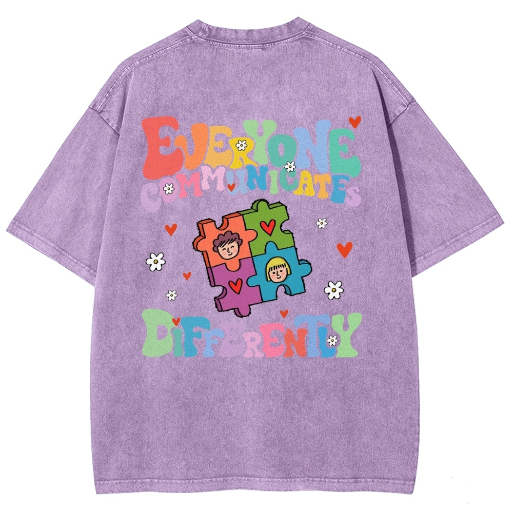 Everyone Communicate Unisex Fit Washed T-Shirt Customscool