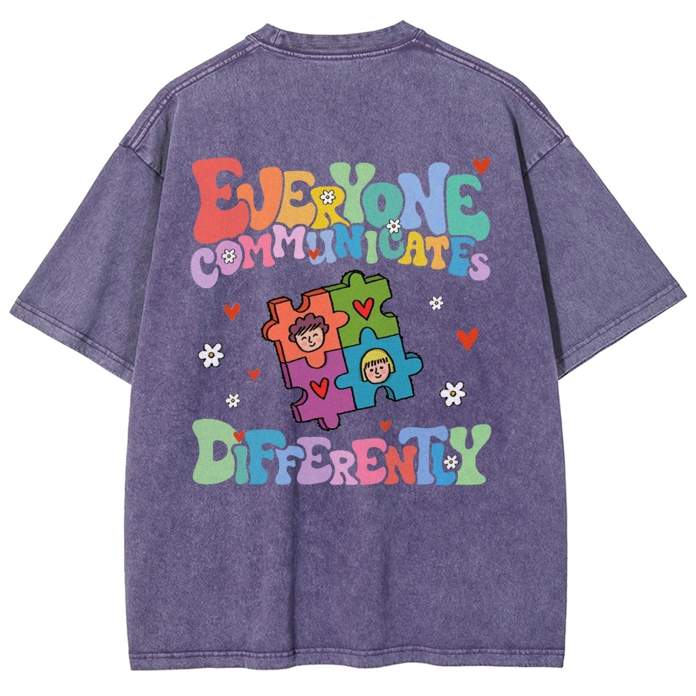 Everyone Communicate Unisex Fit Washed T-Shirt Customscool