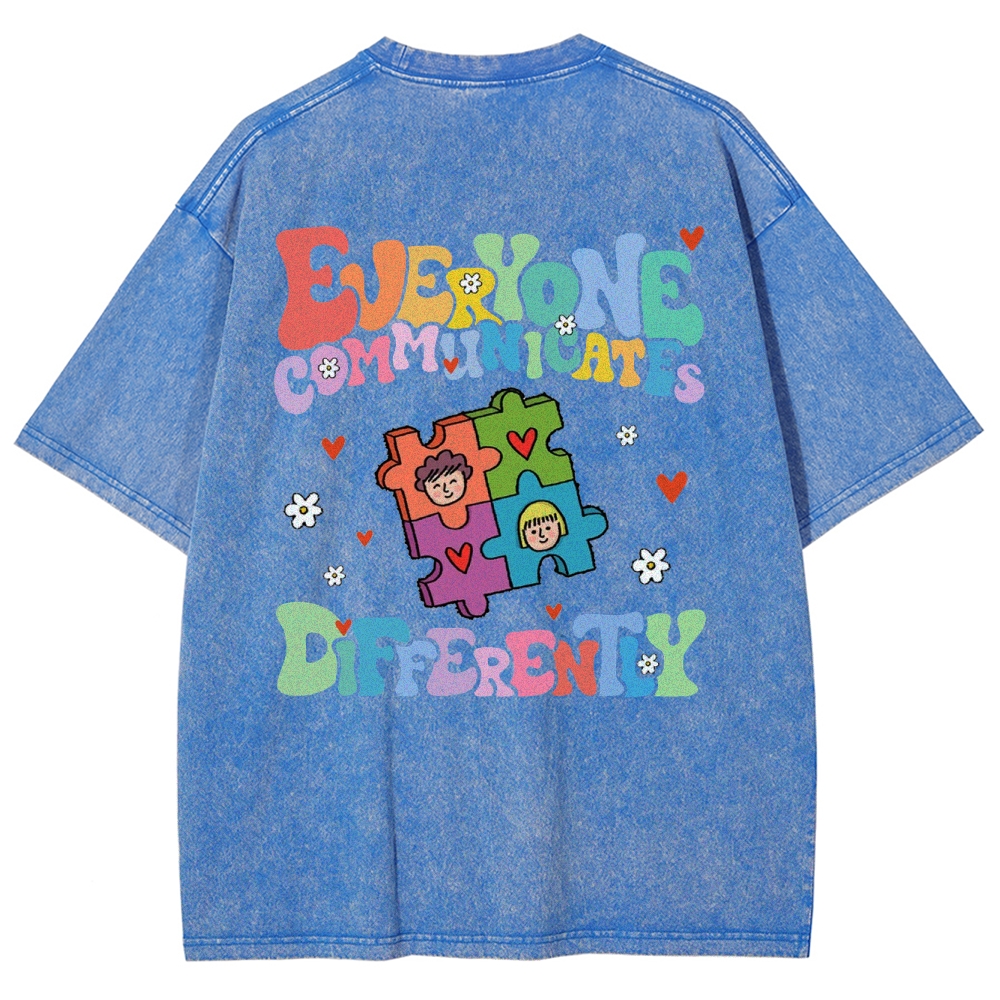 Everyone Communicate Unisex Fit Washed T-Shirt Customscool