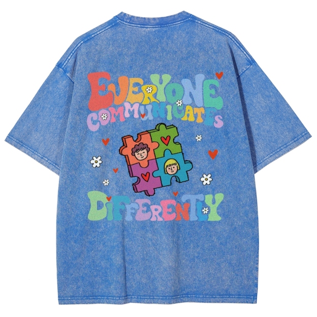 Everyone Communicate Unisex Fit Washed T-Shirt Customscool
