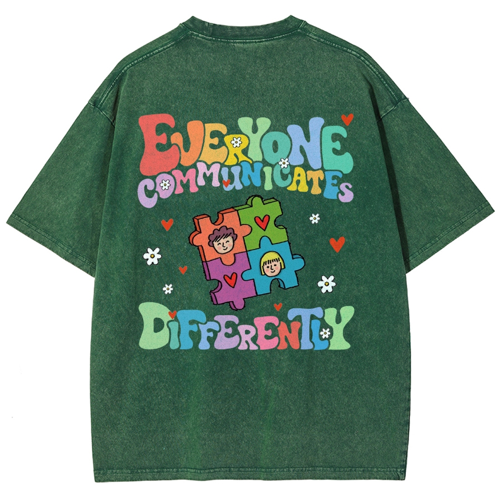 Everyone Communicate Unisex Fit Washed T-Shirt Customscool