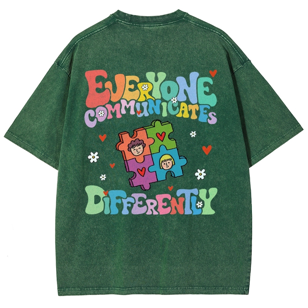 Everyone Communicate Unisex Fit Washed T-Shirt Customscool