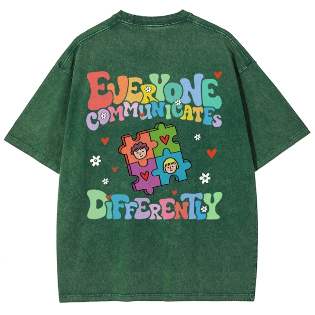 Everyone Communicate Unisex Fit Washed T-Shirt Customscool