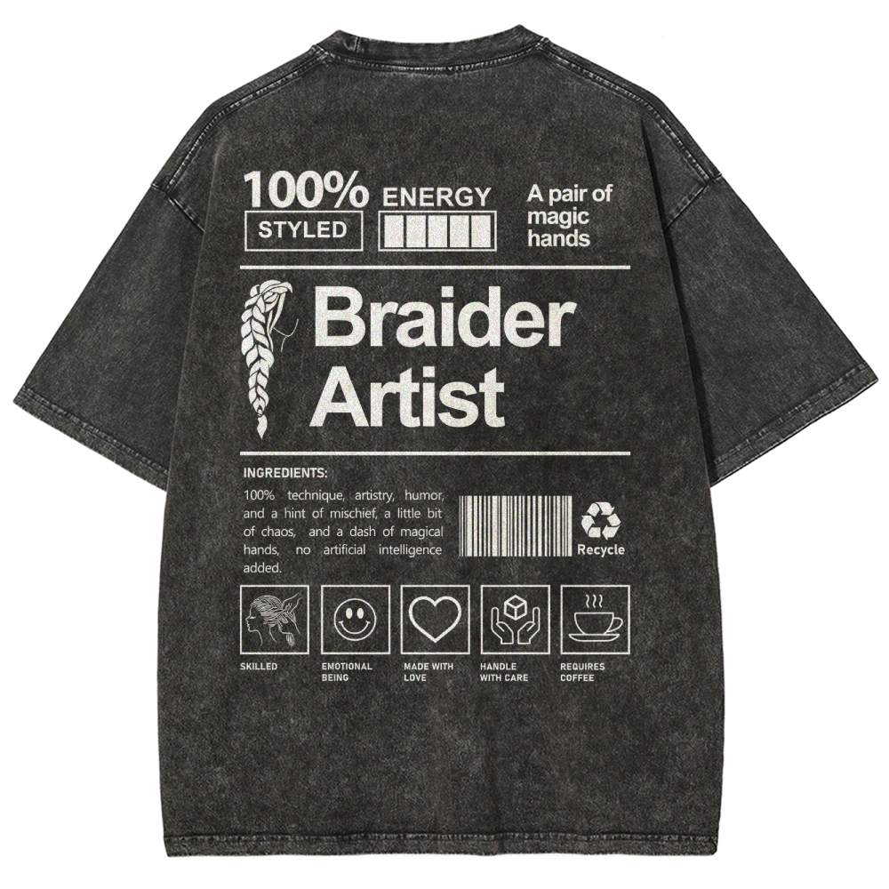 Braider Artist Unisex Fit Washed T-Shirt Customscool