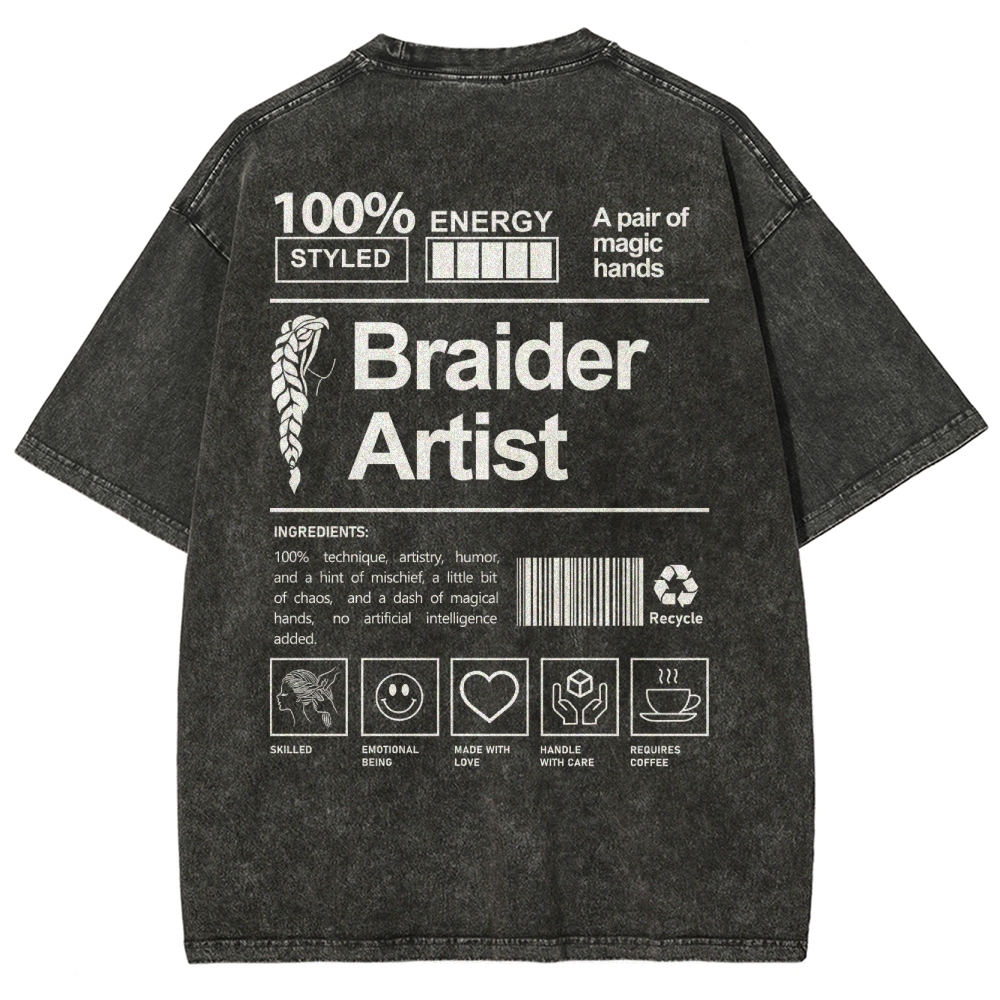 Braider Artist Unisex Fit Washed T-Shirt Customscool