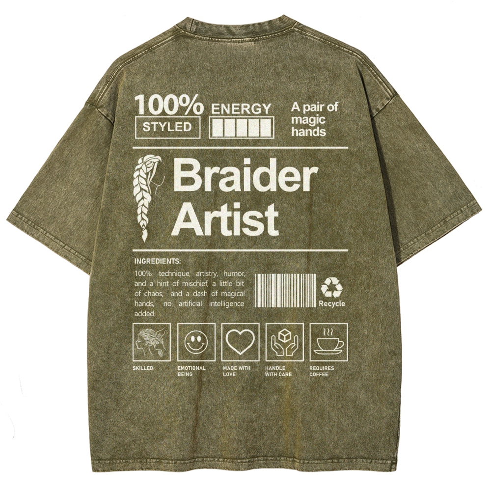 Braider Artist Unisex Fit Washed T-Shirt Customscool