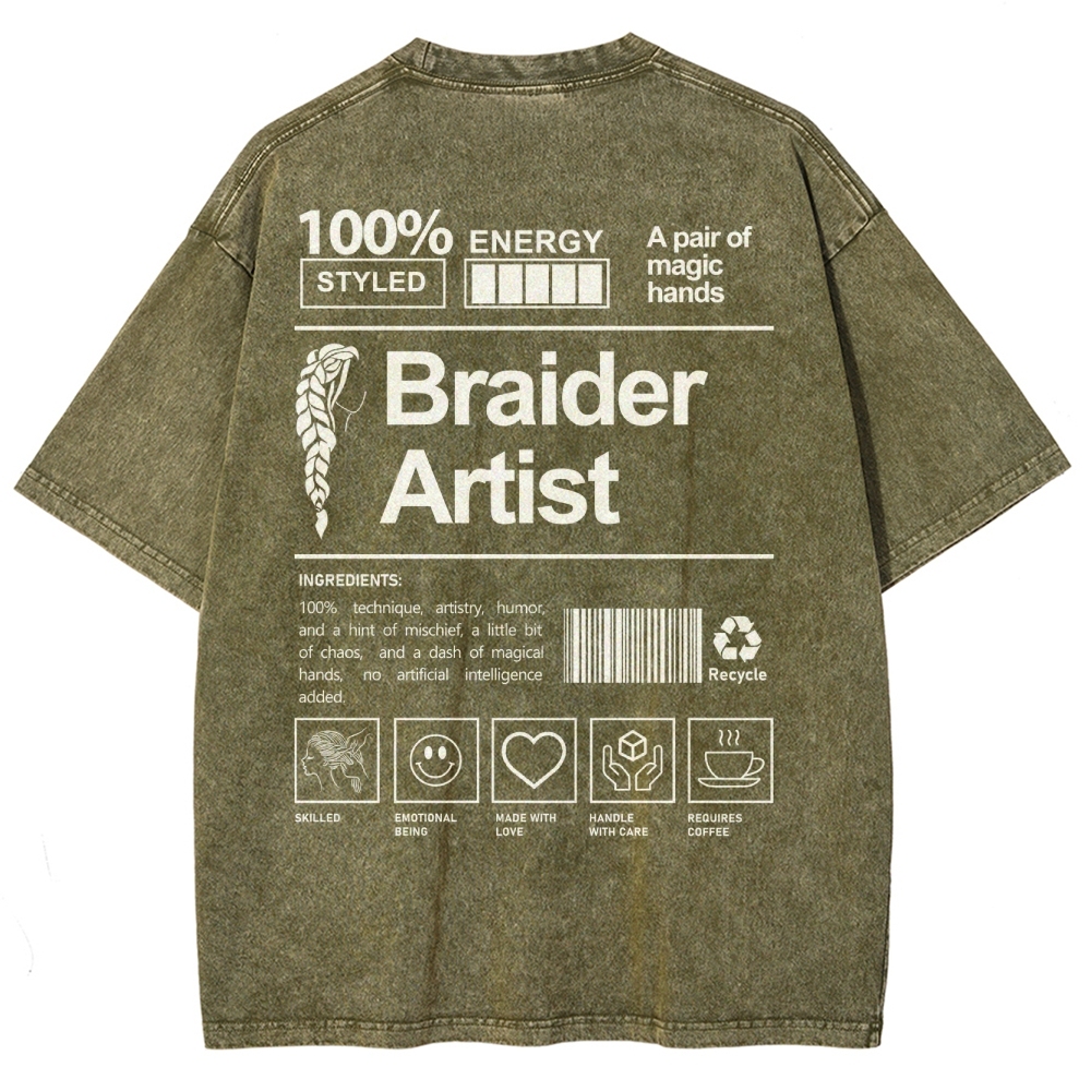 Braider Artist Unisex Fit Washed T-Shirt Customscool
