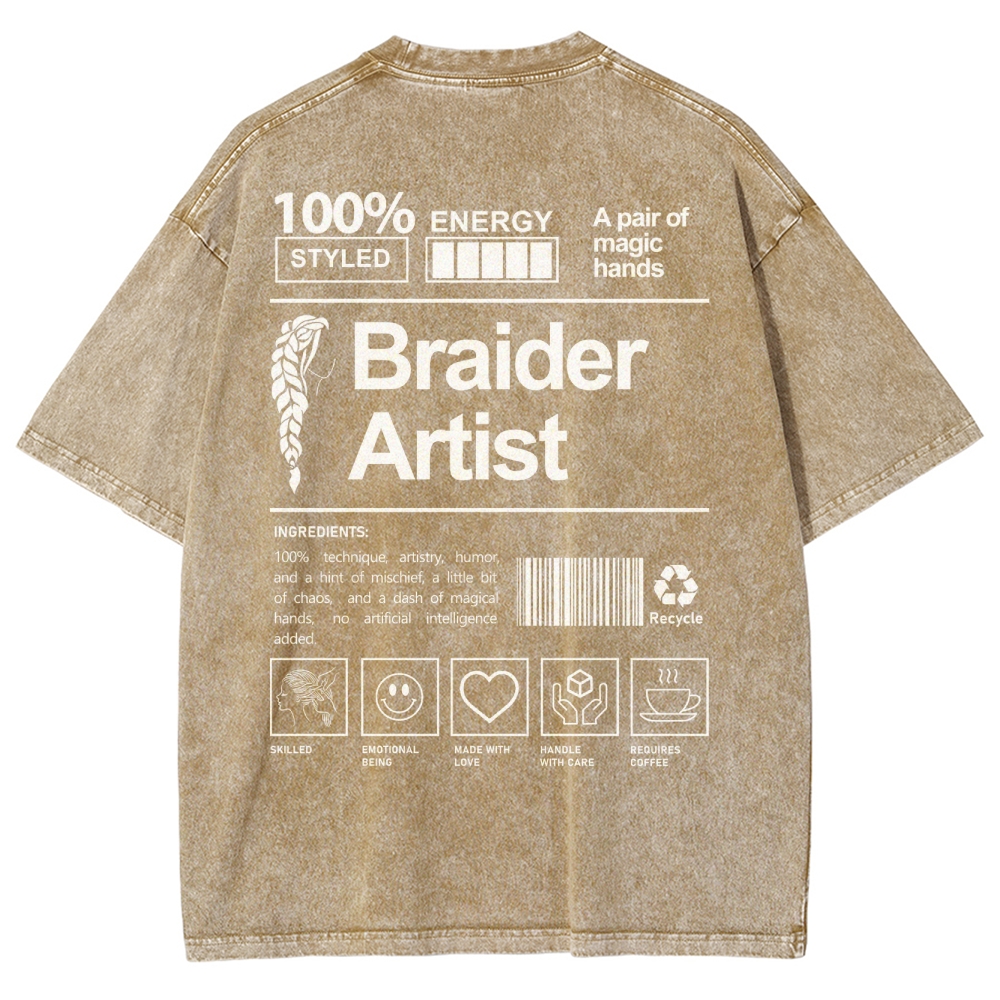 Braider Artist Unisex Fit Washed T-Shirt Customscool