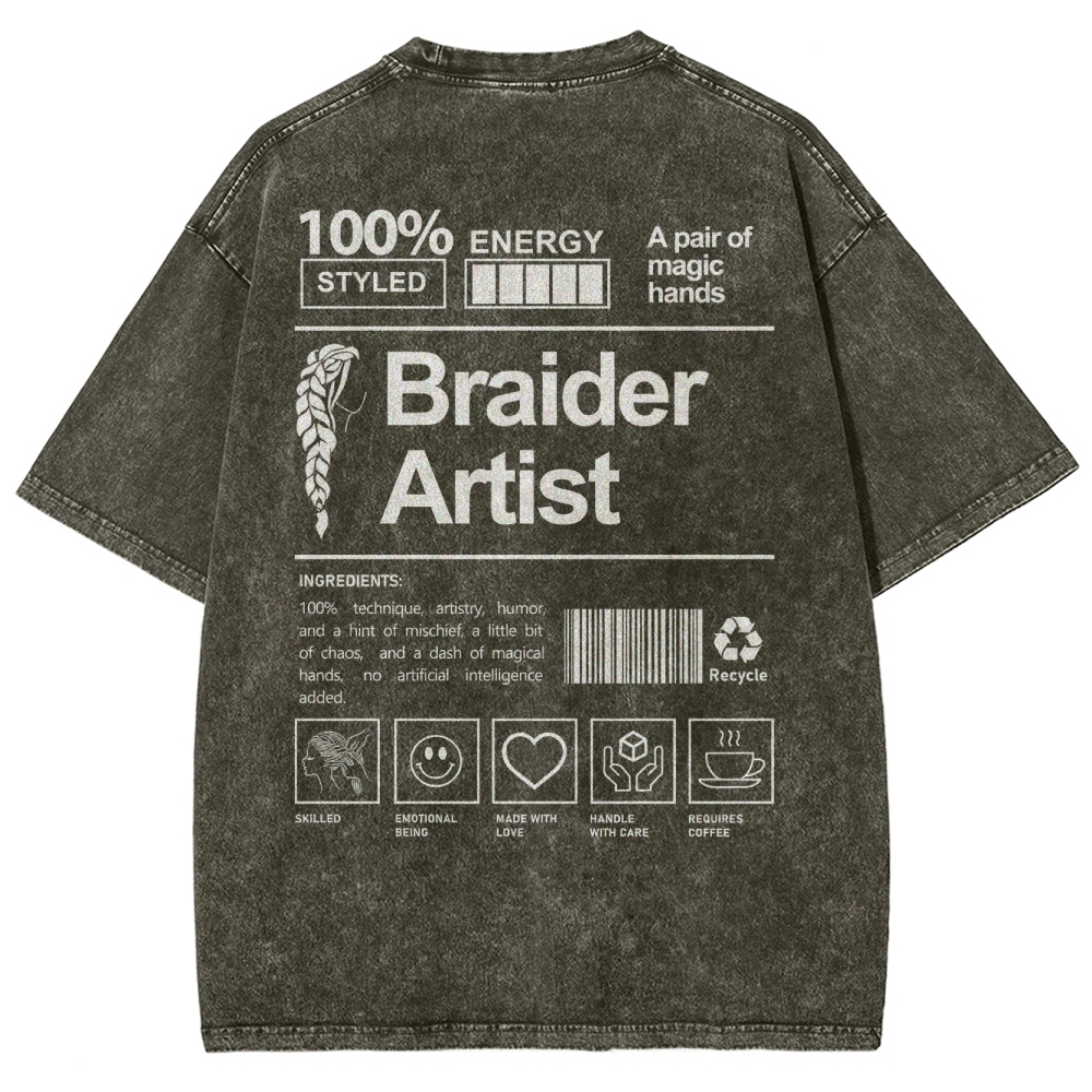 Braider Artist Unisex Fit Washed T-Shirt Customscool