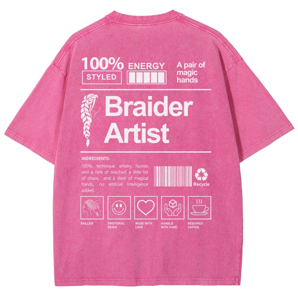Braider Artist Unisex Fit Washed T-Shirt Customscool