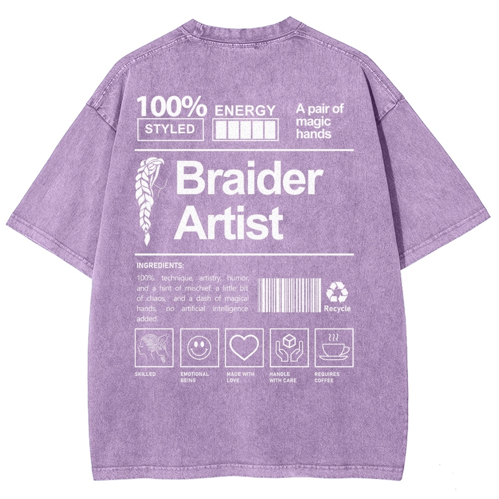 Braider Artist Unisex Fit Washed T-Shirt Customscool