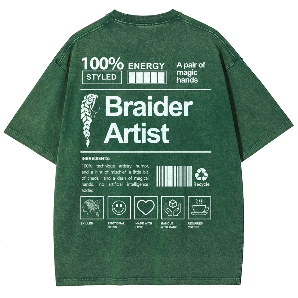 Braider Artist Unisex Fit Washed T-Shirt Customscool