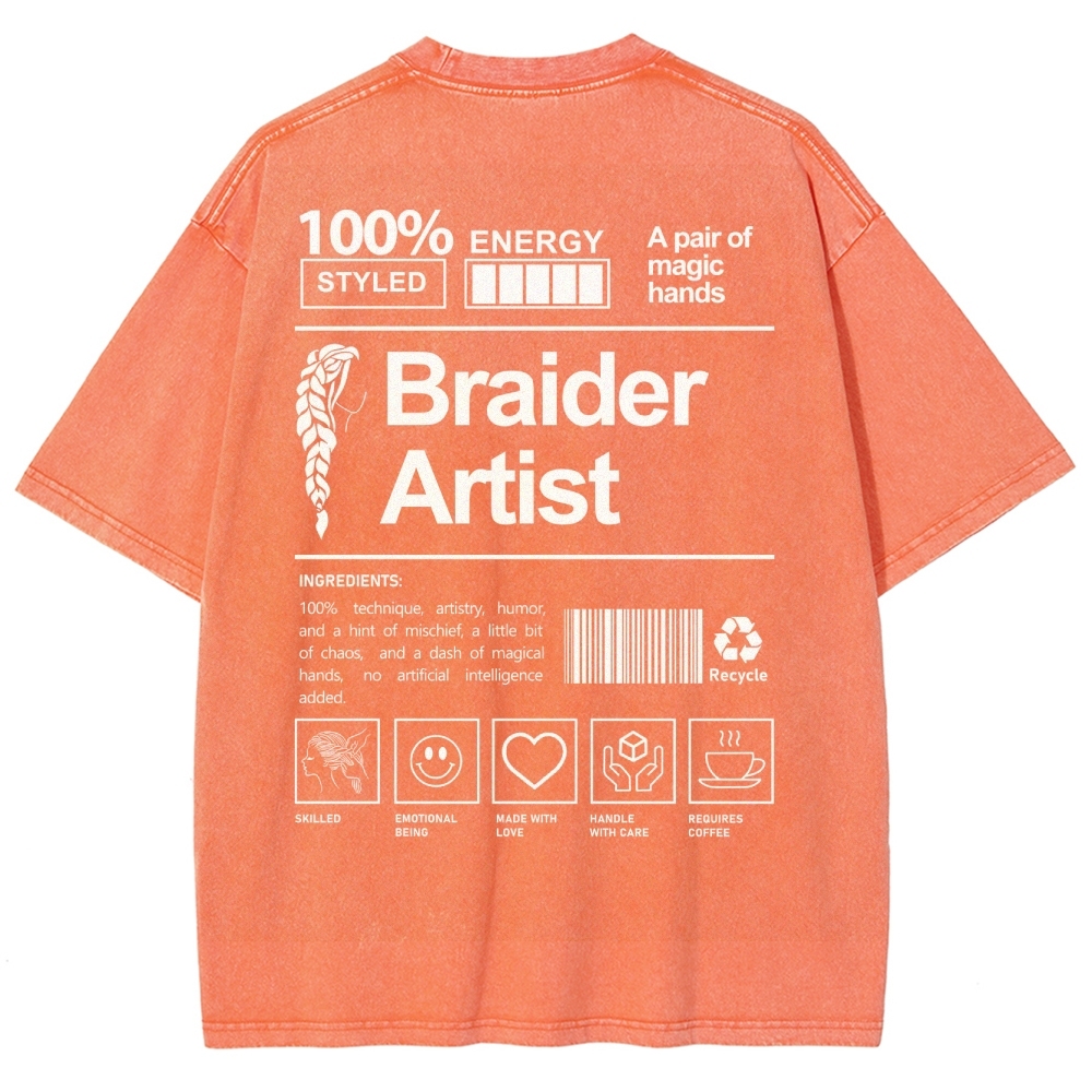 Braider Artist Unisex Fit Washed T-Shirt Customscool