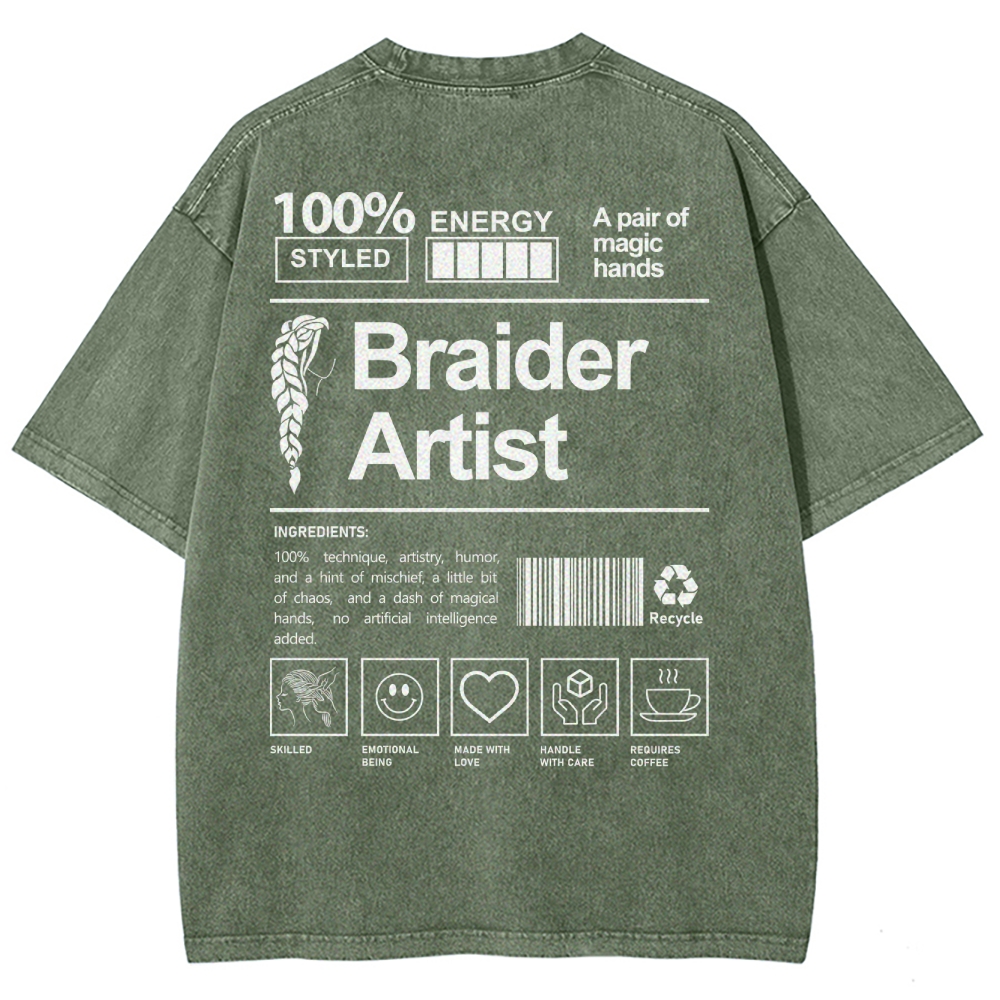 Braider Artist Unisex Fit Washed T-Shirt Customscool