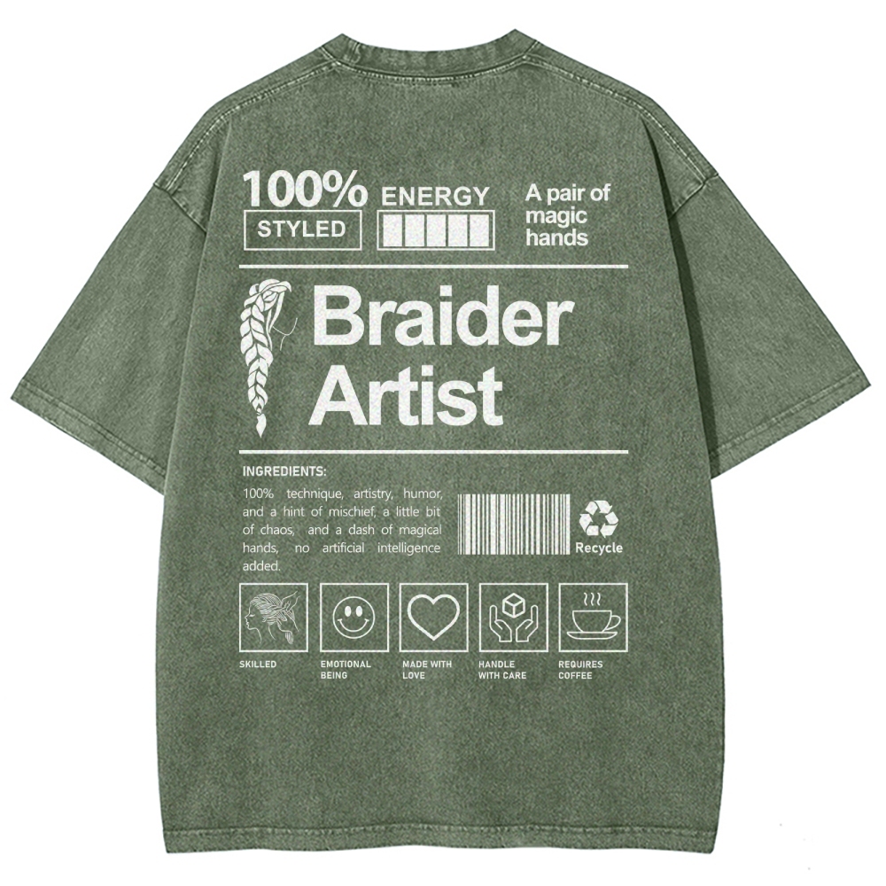 Braider Artist Unisex Fit Washed T-Shirt Customscool